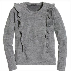 J Crew Factory Grey Ruffle Pullover